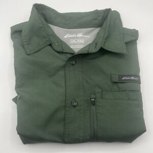 Eddie Bauer Guide Shirt XXL Green‎ Vented Short Sleeve Button Up Outdoor Fishing